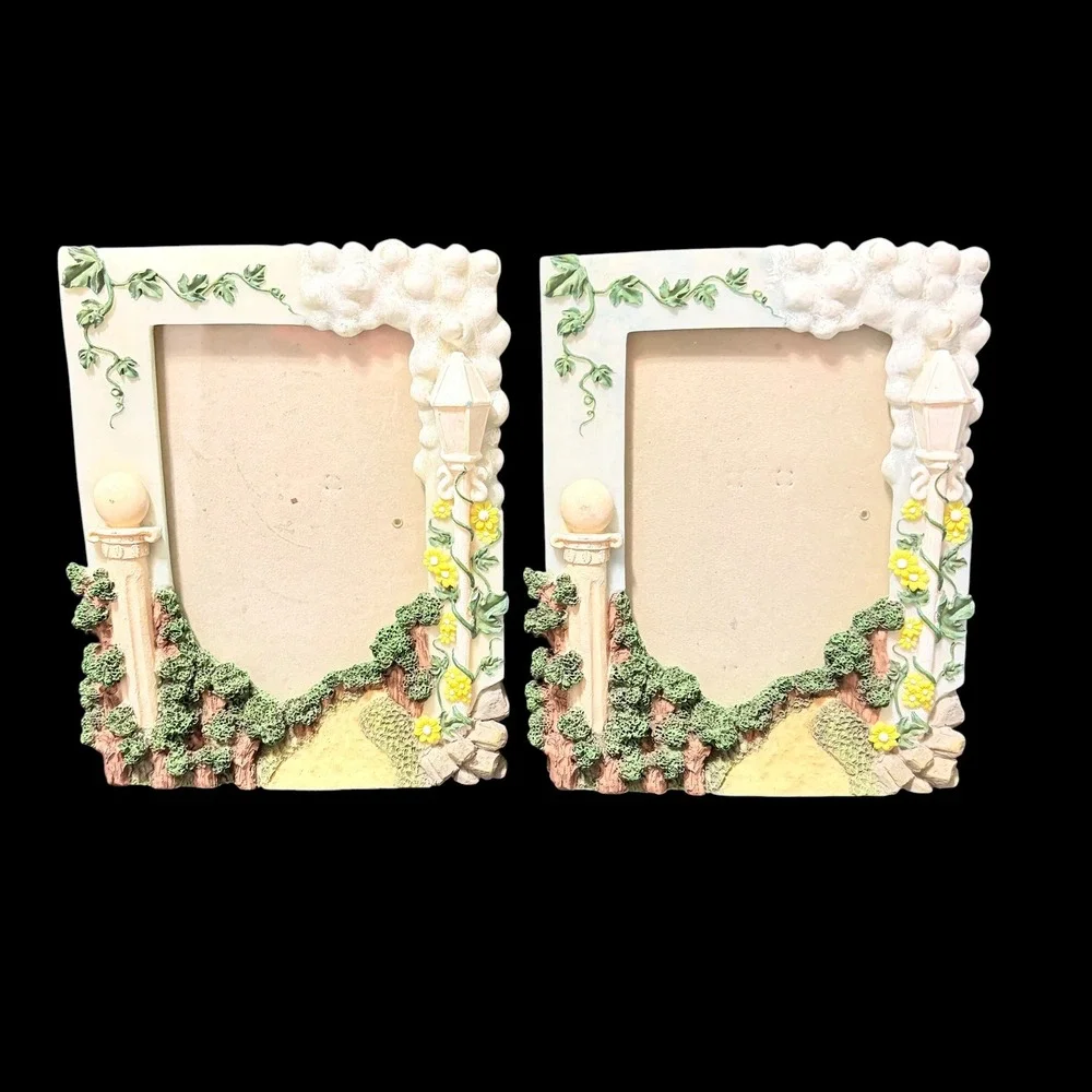 Vintage Wal-Mart Garden Path 3D Resin Picture Frames Set of 2 Cottagecore 5x7